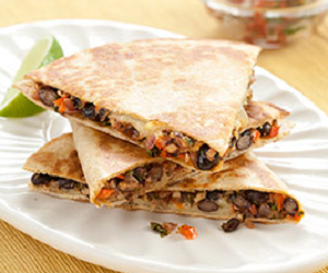 Roasted Corn Pepper and Bean Quesadillas